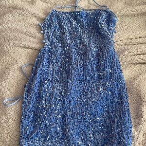 Juniors Short Small Sparkly Blue Formal Dress